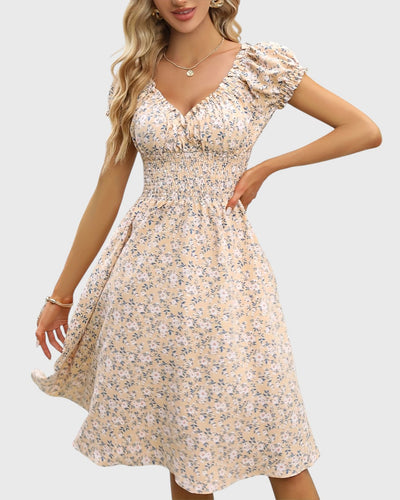Noor™ | Robe Fleurie avec Manches Bouffantes