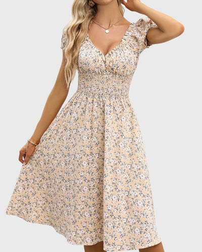 Noor™ | Robe Fleurie avec Manches Bouffantes