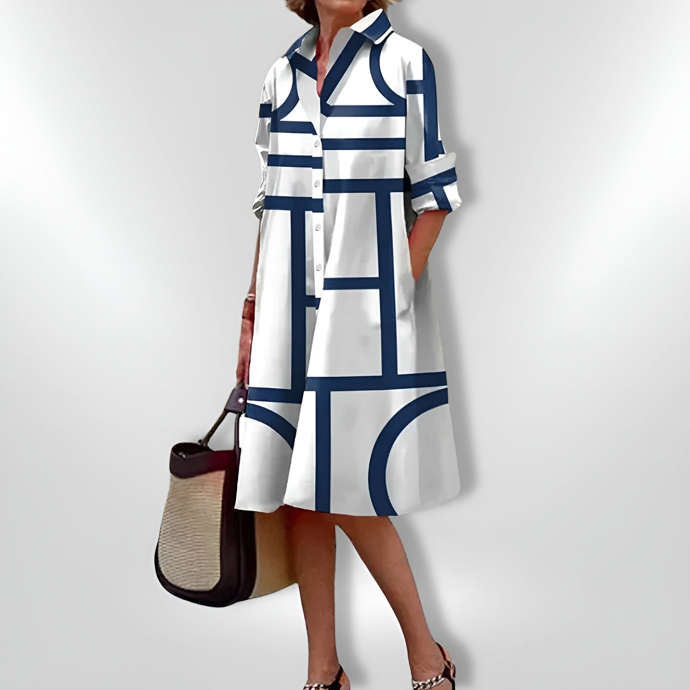 Héloïse™| Robe Midi à Motifs Géométriques