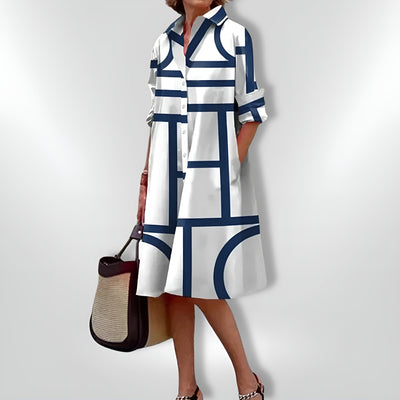 Héloïse™| Robe Midi à Motifs Géométriques