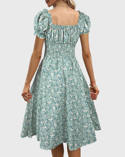 Noor™ | Robe Fleurie avec Manches Bouffantes