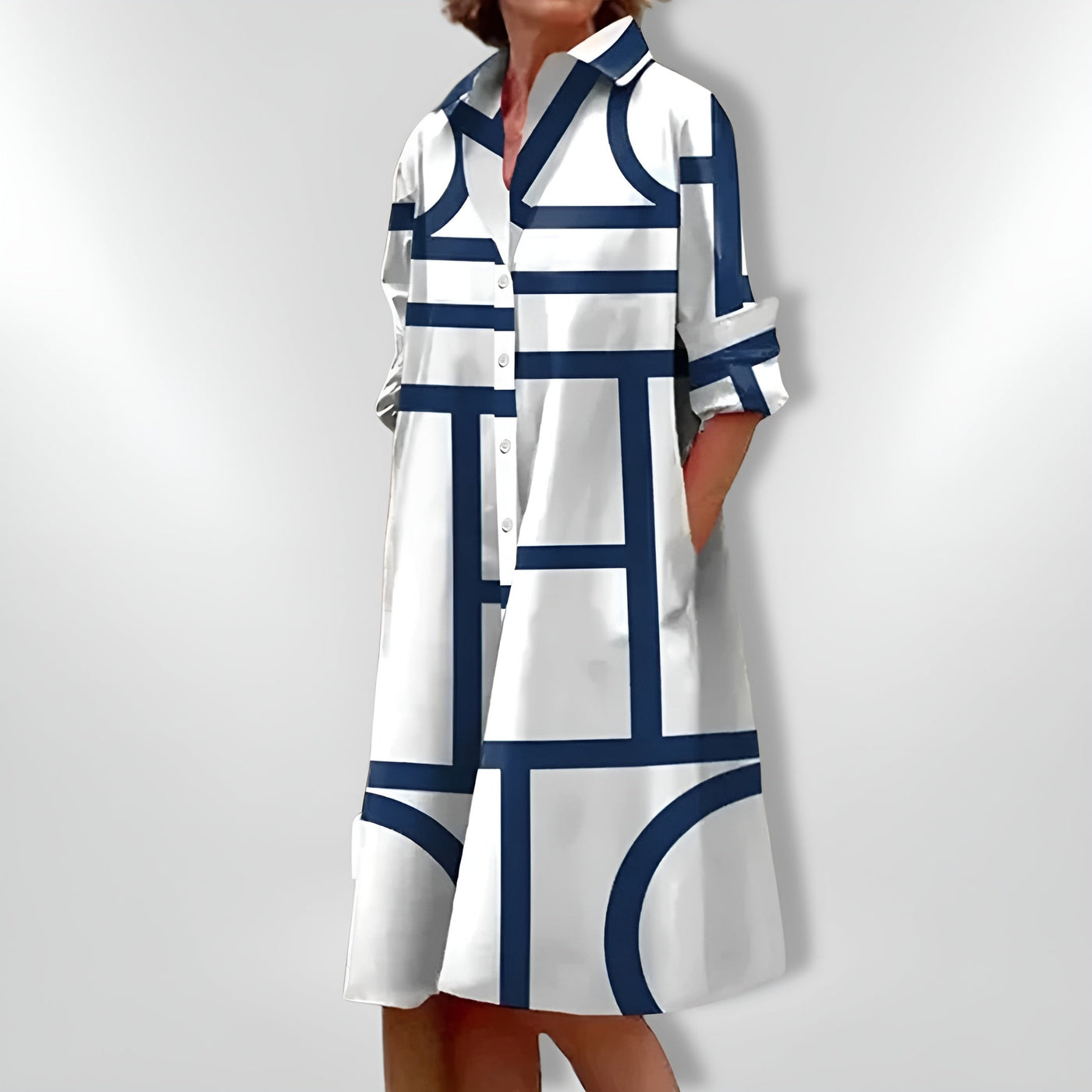Héloïse™| Robe Midi à Motifs Géométriques