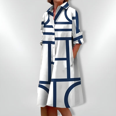 Héloïse™| Robe Midi à Motifs Géométriques
