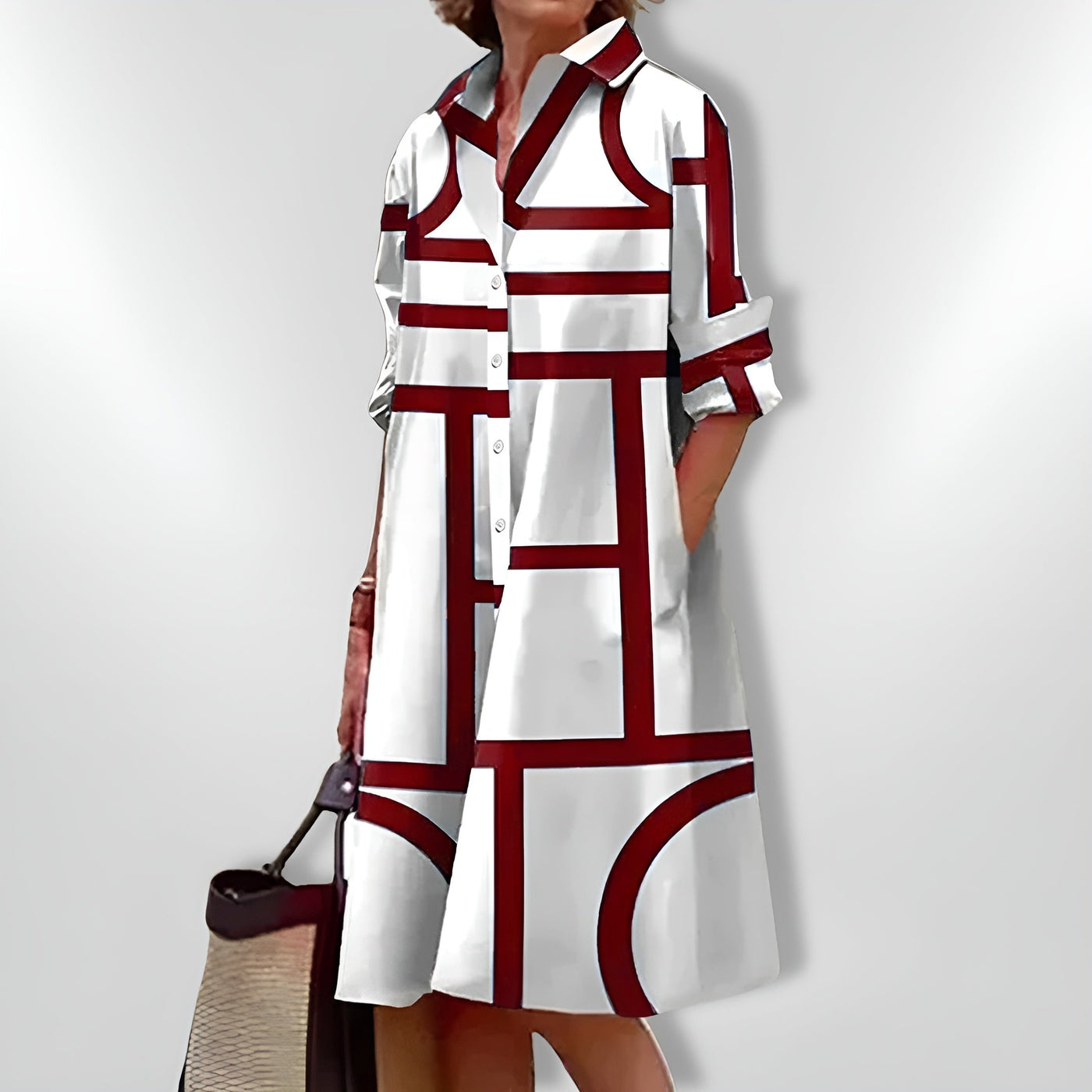 Héloïse™| Robe Midi à Motifs Géométriques