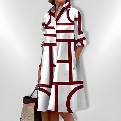 Héloïse™| Robe Midi à Motifs Géométriques