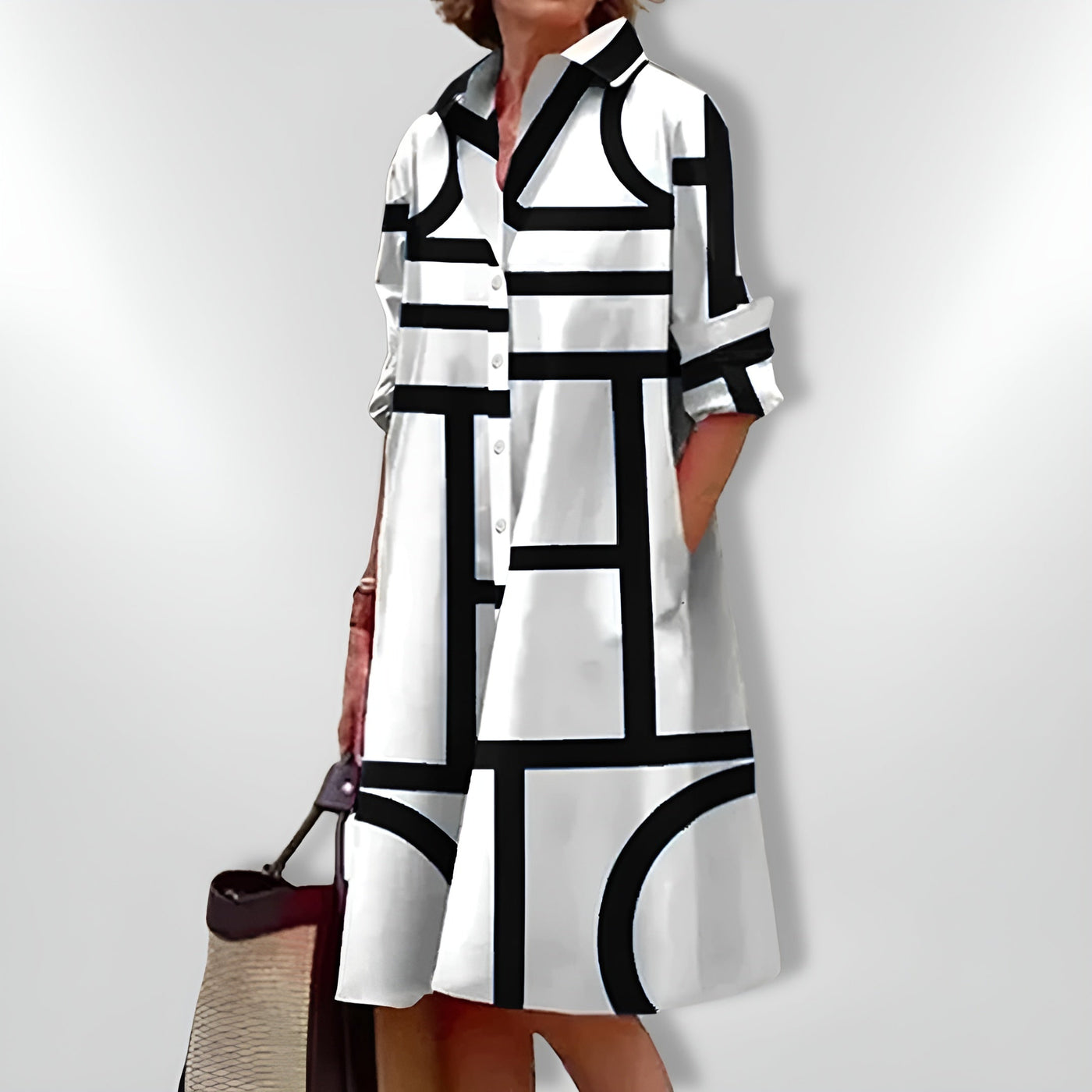Héloïse™| Robe Midi à Motifs Géométriques