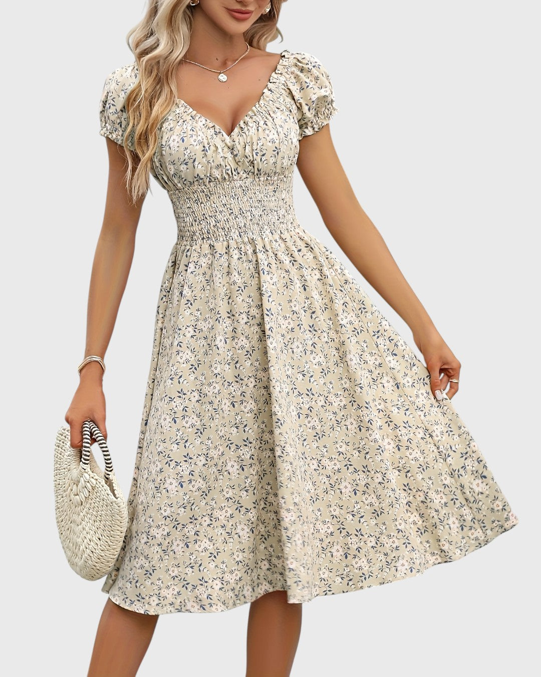 Noor™ | Robe Fleurie avec Manches Bouffantes
