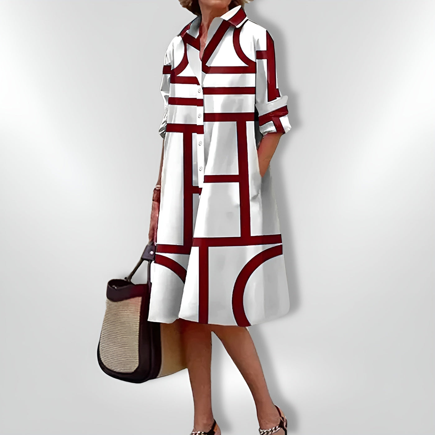Héloïse™| Robe Midi à Motifs Géométriques