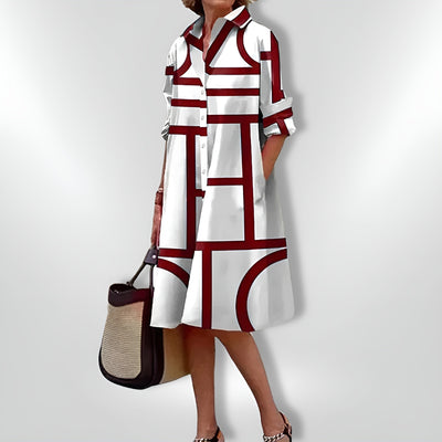 Héloïse™| Robe Midi à Motifs Géométriques