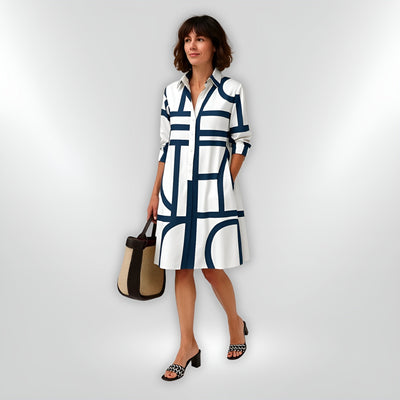 Héloïse™| Robe Midi à Motifs Géométriques