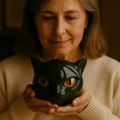 Noiraude™  | Sculpture de Chat Noir en Pierre
