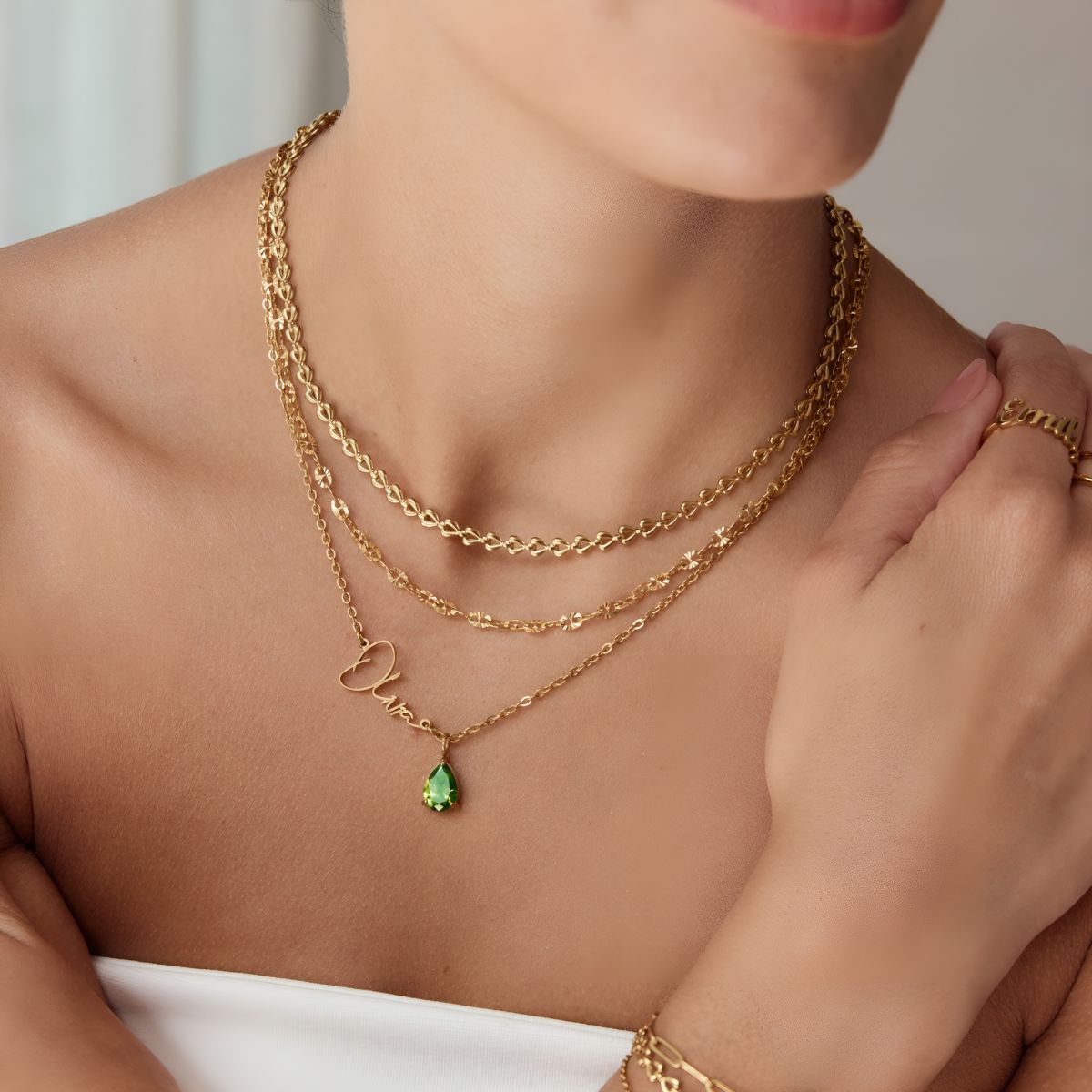 Céleste™ | Collier Prénom & Pierre de Naissance