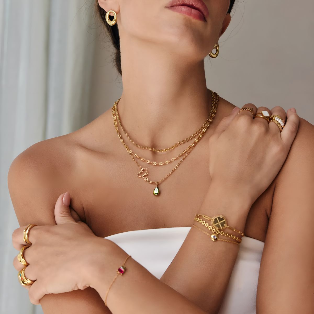 Céleste™ | Collier Prénom & Pierre de Naissance