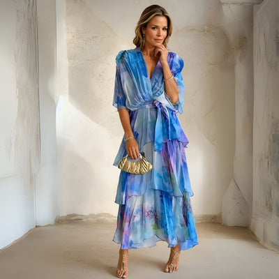 Sylviane™ | Robe à Couches Fleuries