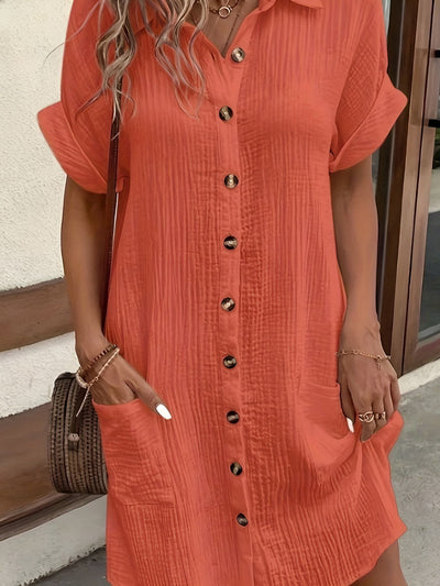 Lénaëlle™ | Robe Chemise Boutonnée Décontractée