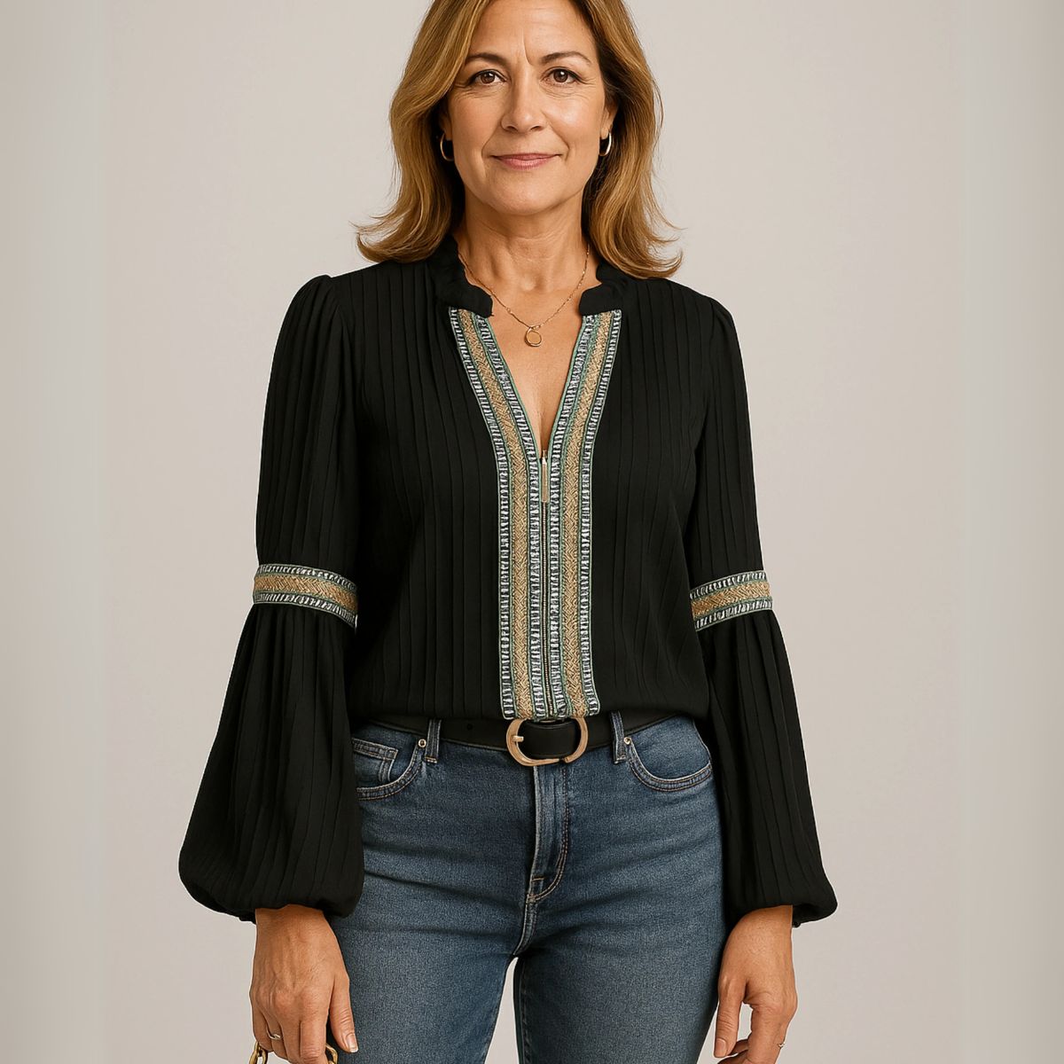 Louise™ | Blouse Vintage à Col en V