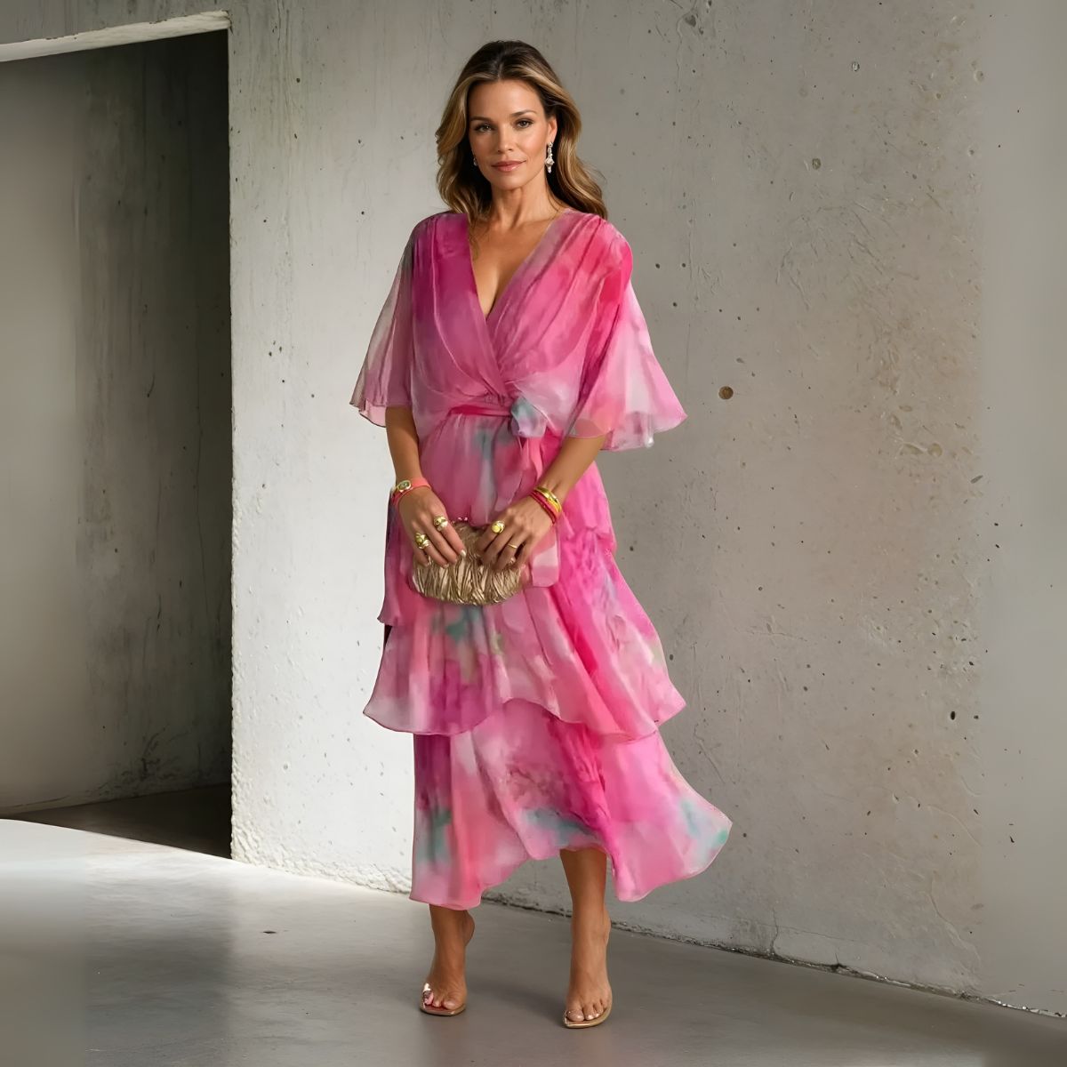 Sylviane™ | Robe à Couches Fleuries