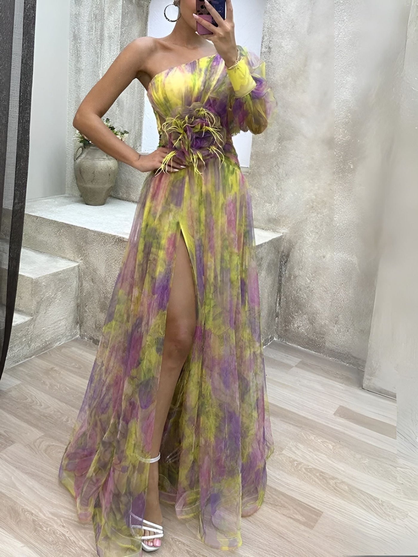 Rosalie™ | Robe Longue Asymétrique à Fleurs