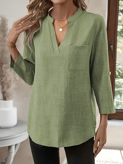 Annabelle™ | Blouse à Col en V et Manches Longues