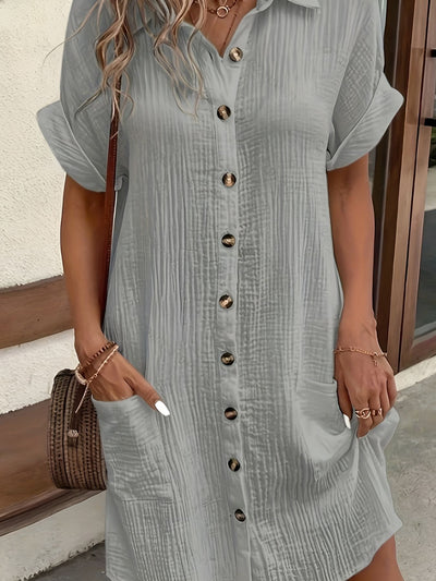 Lénaëlle™ | Robe Chemise Boutonnée Décontractée