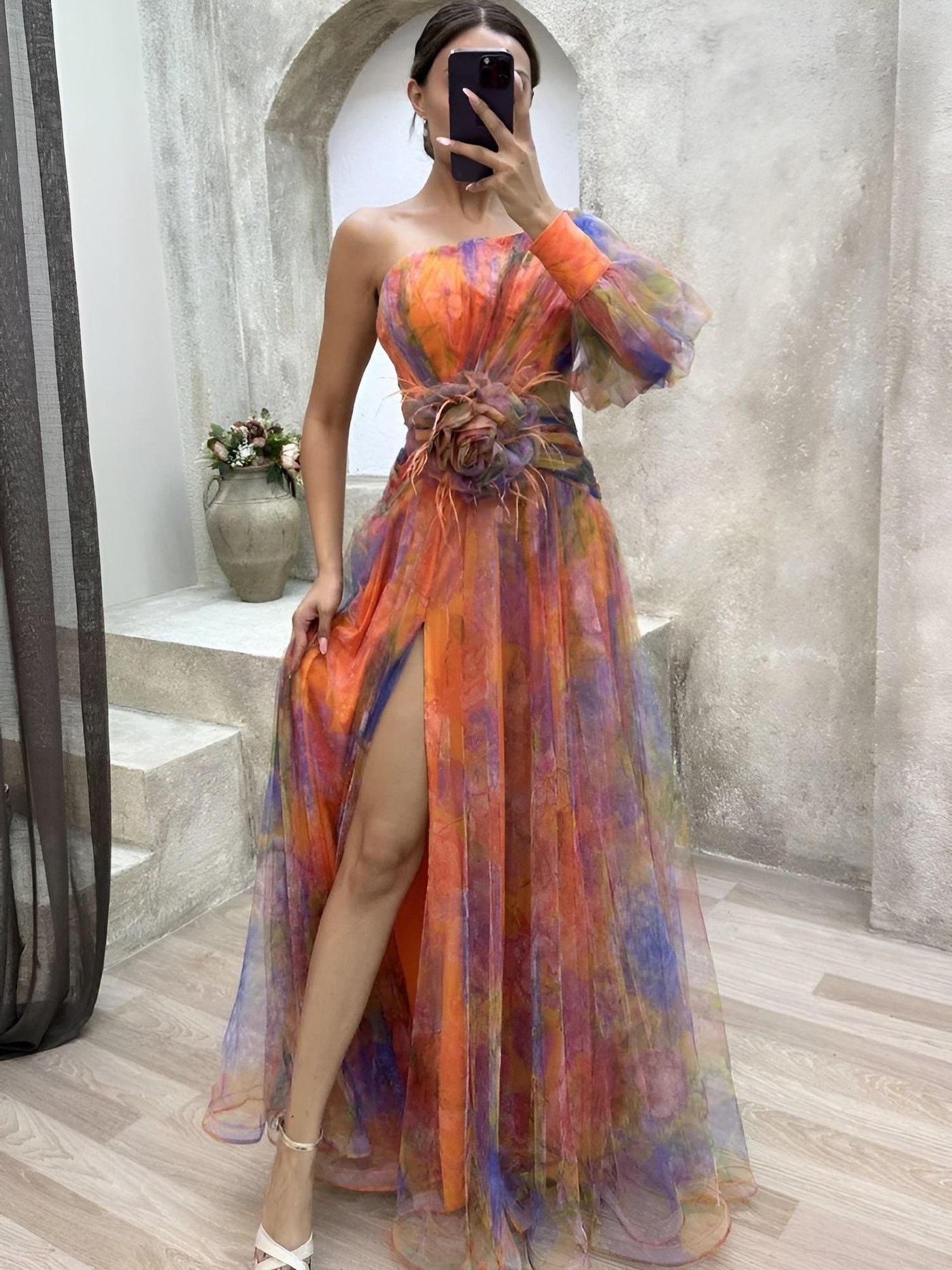 Rosalie™ | Robe Longue Asymétrique à Fleurs