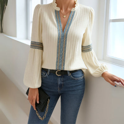 Louise™ | Blouse Vintage à Col en V