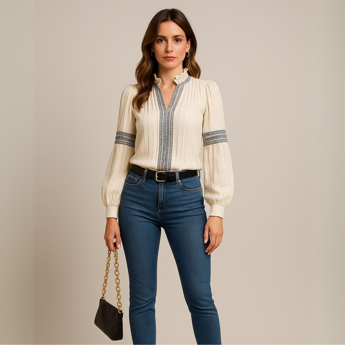 Louise™ | Blouse Vintage à Col en V