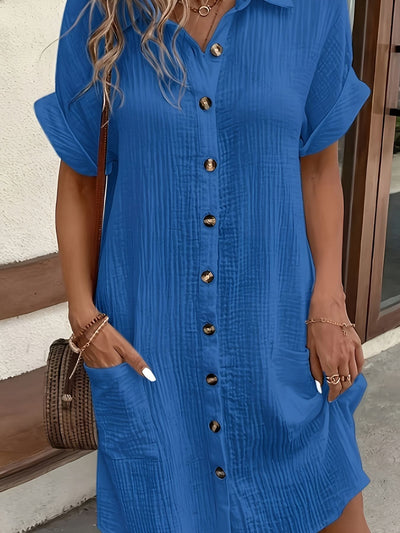 Lénaëlle™ | Robe Chemise Boutonnée Décontractée
