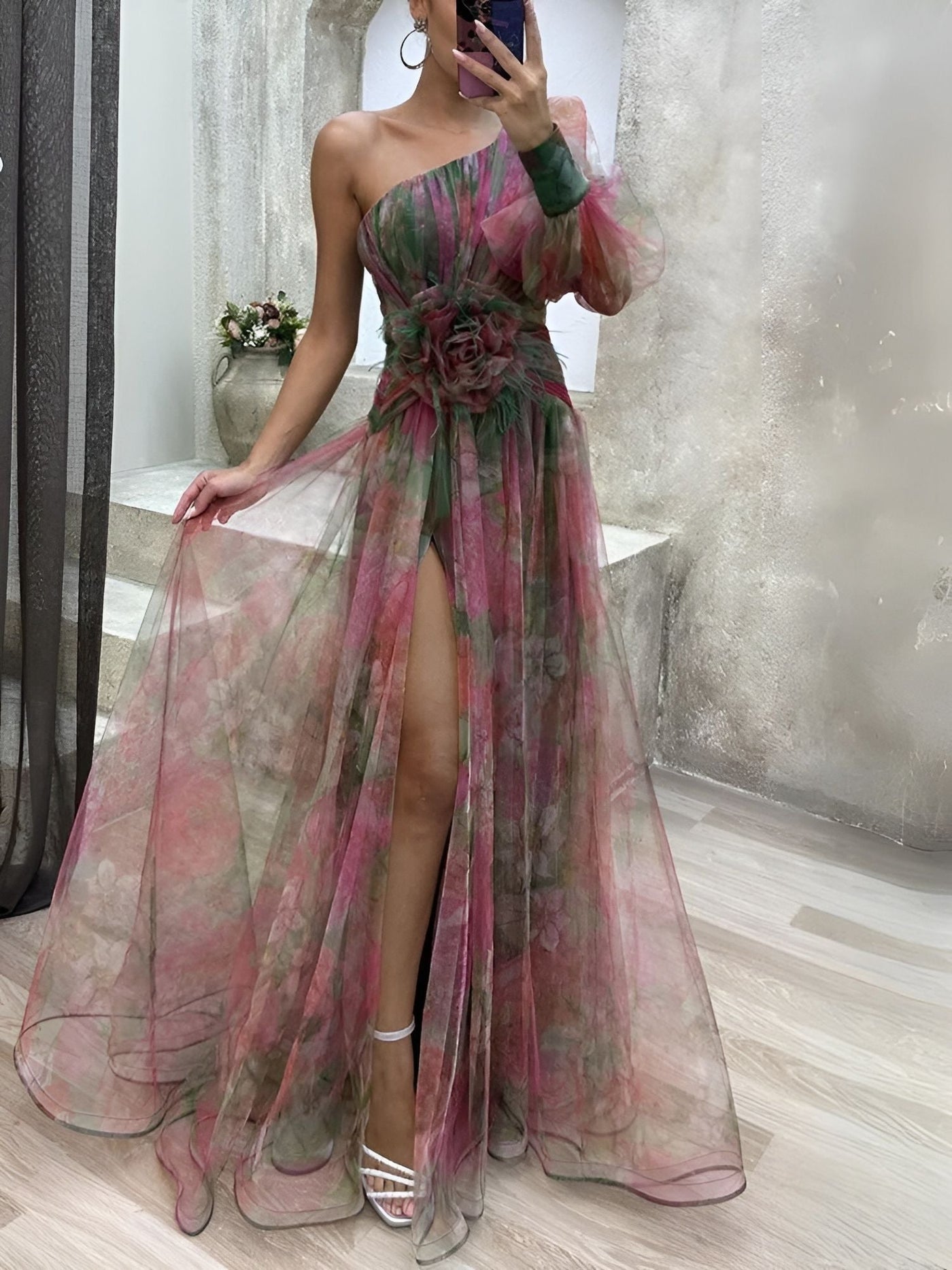 Rosalie™ | Robe Longue Asymétrique à Fleurs