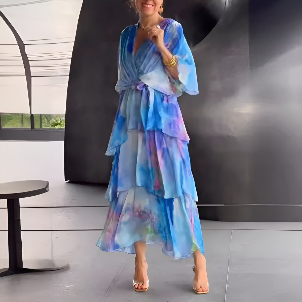Sylviane™ | Robe à Couches Fleuries