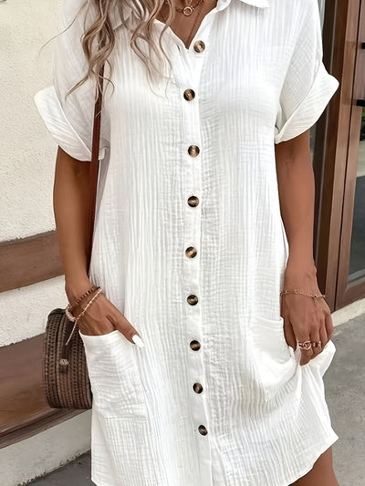 Lénaëlle™ | Robe Chemise Boutonnée Décontractée