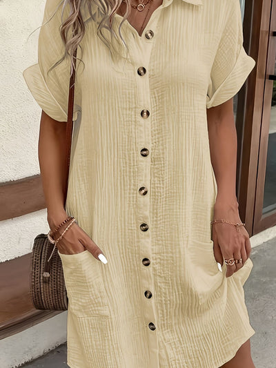 Lénaëlle™ | Robe Chemise Boutonnée Décontractée