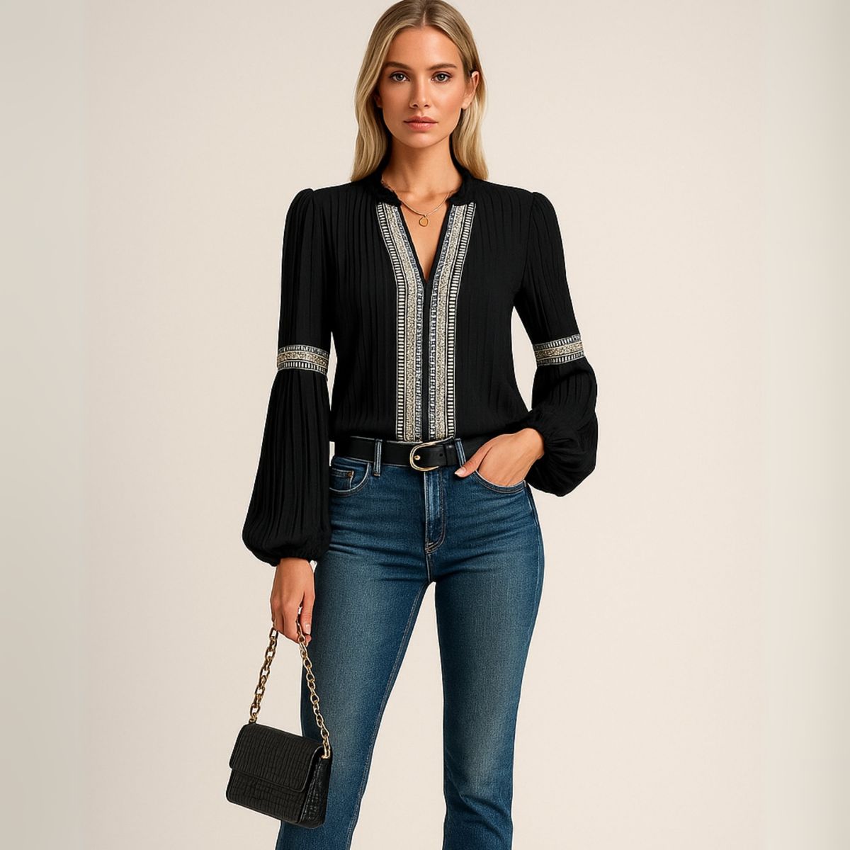 Louise™ | Blouse Vintage à Col en V