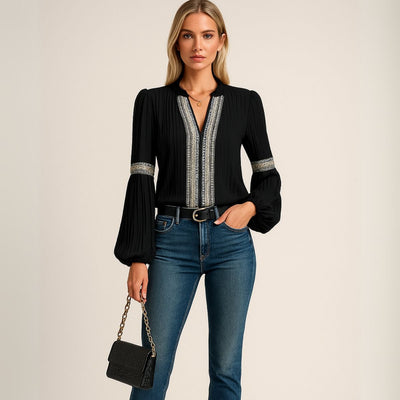 Louise™ | Blouse Vintage à Col en V
