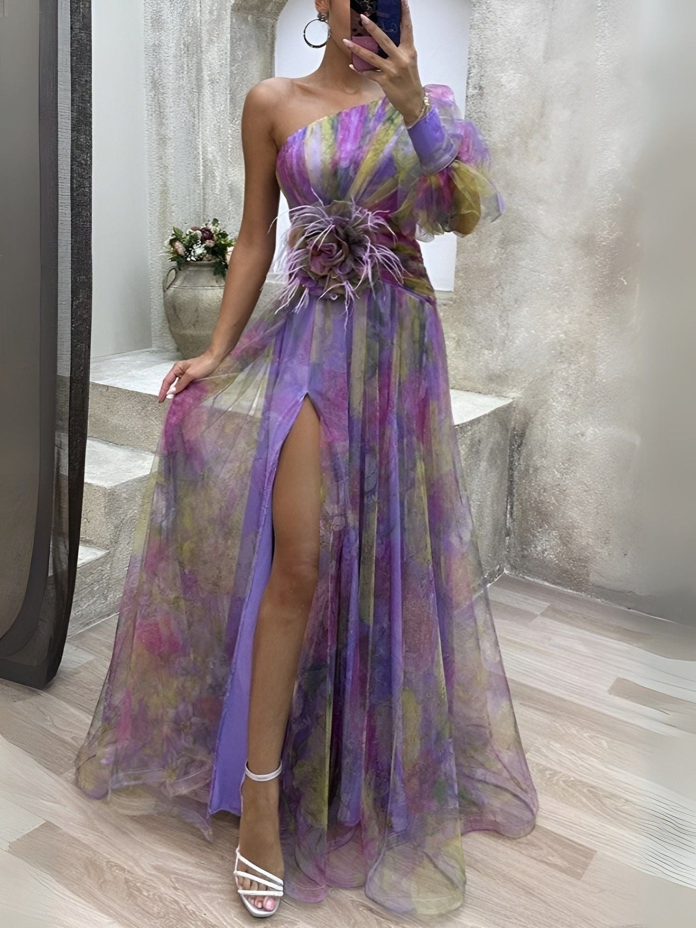 Rosalie™ | Robe Longue Asymétrique à Fleurs