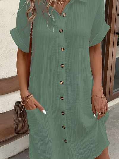 Lénaëlle™ | Robe Chemise Boutonnée Décontractée