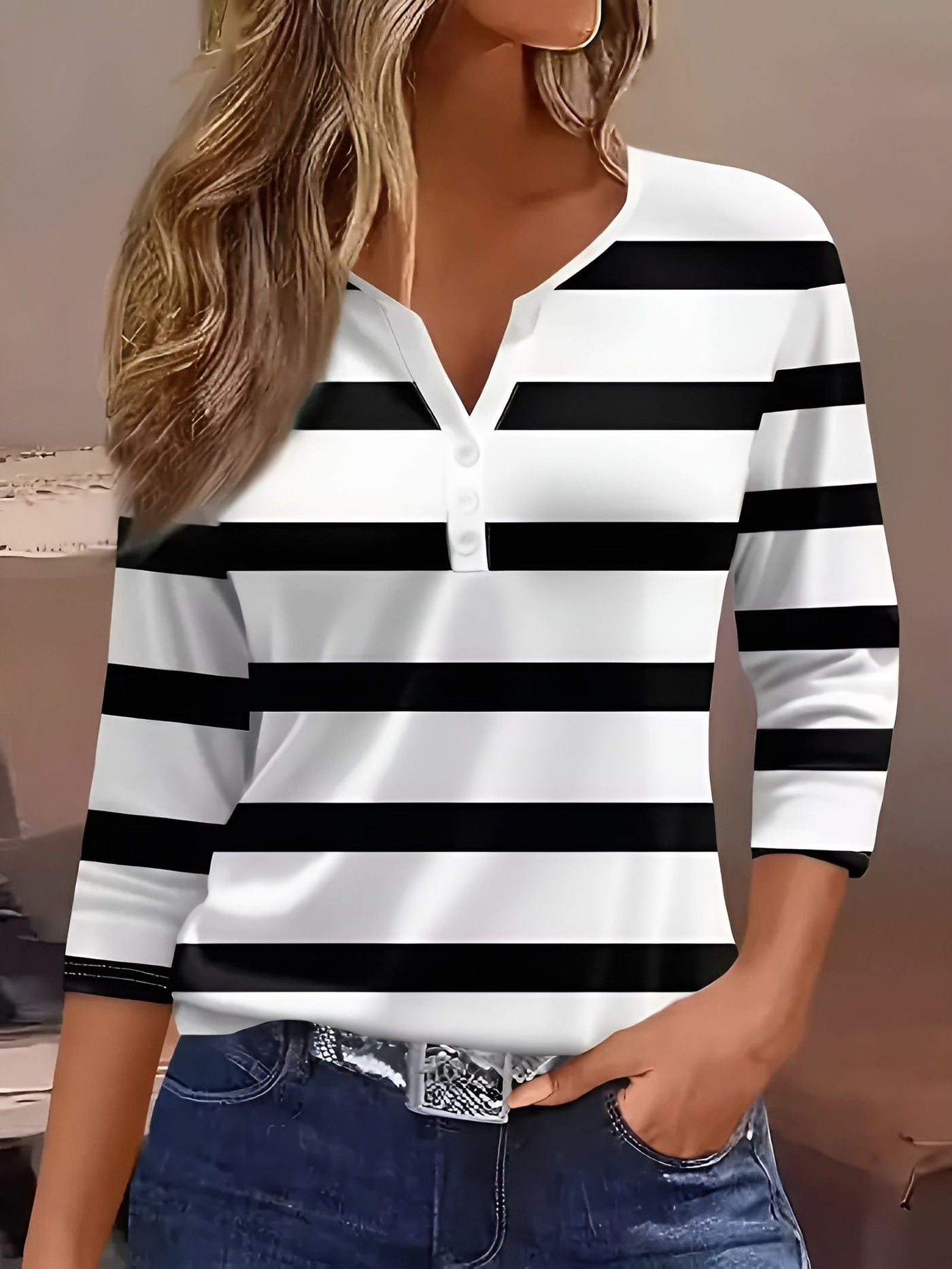 Denise™ | T-shirt à Imprimé Rayé