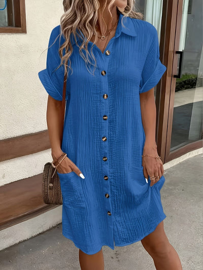 Lénaëlle™ | Robe Chemise Boutonnée Décontractée