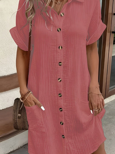 Lénaëlle™ | Robe Chemise Boutonnée Décontractée