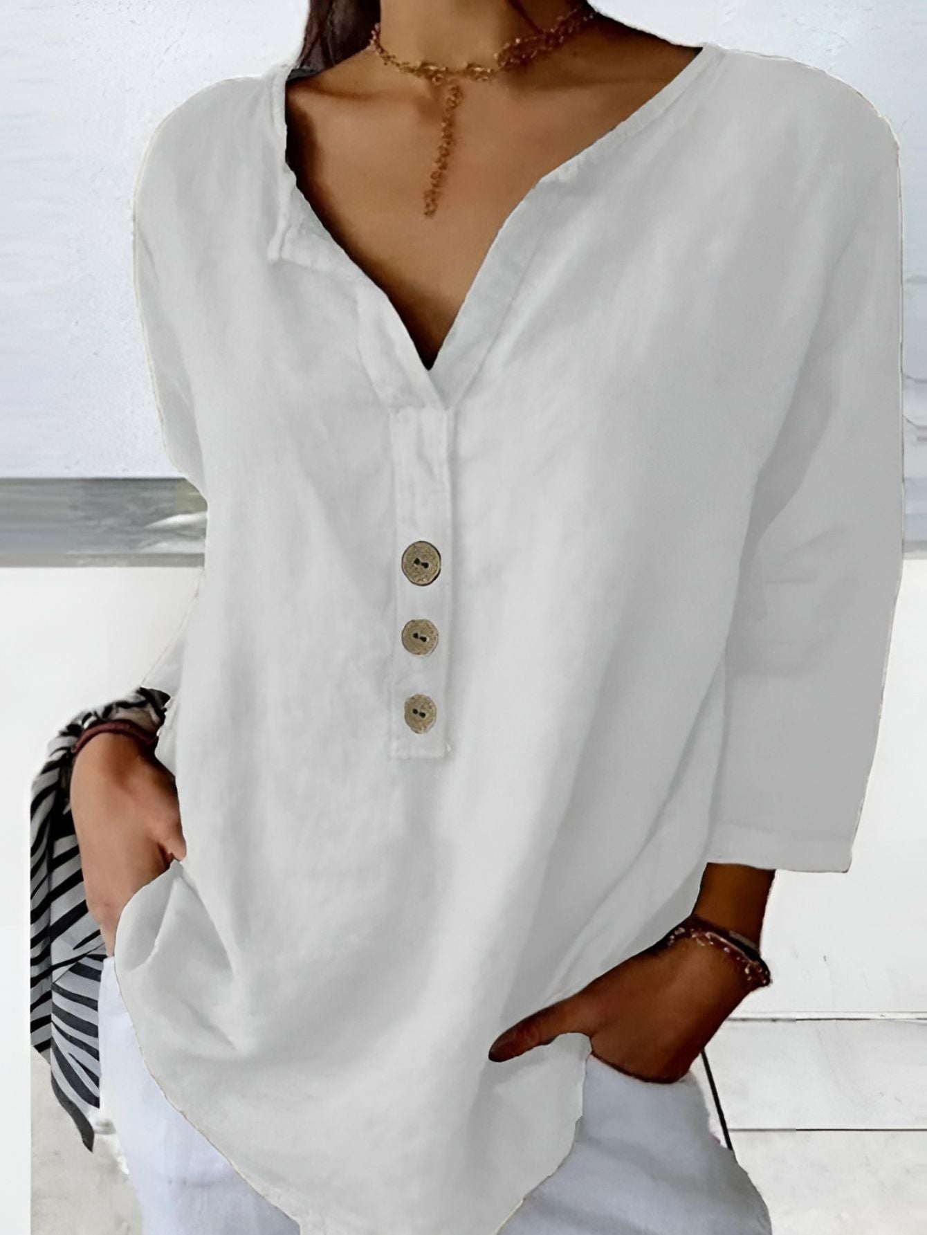 Minda™ | Blouse en Coton et Lin