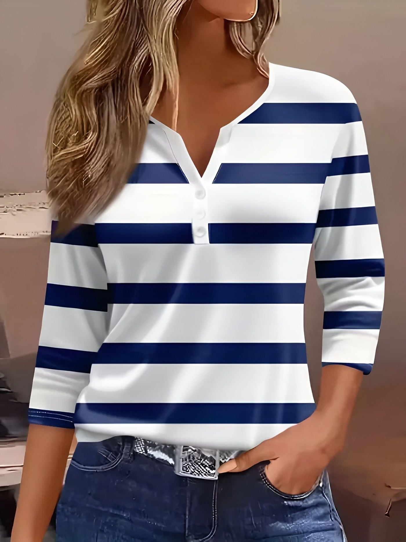 Denise™ | T-shirt à Imprimé Rayé