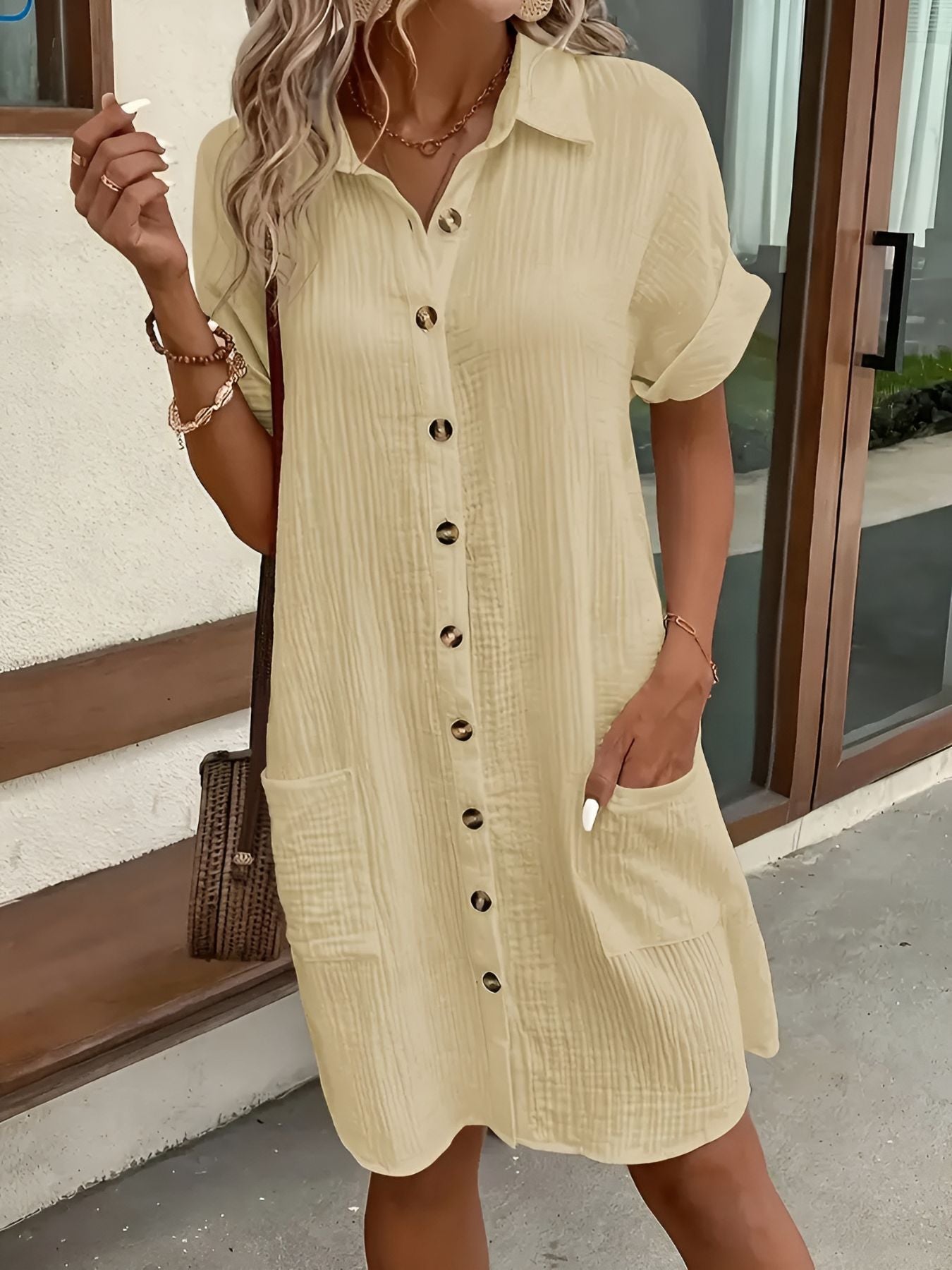 Lénaëlle™ | Robe Chemise Boutonnée Décontractée