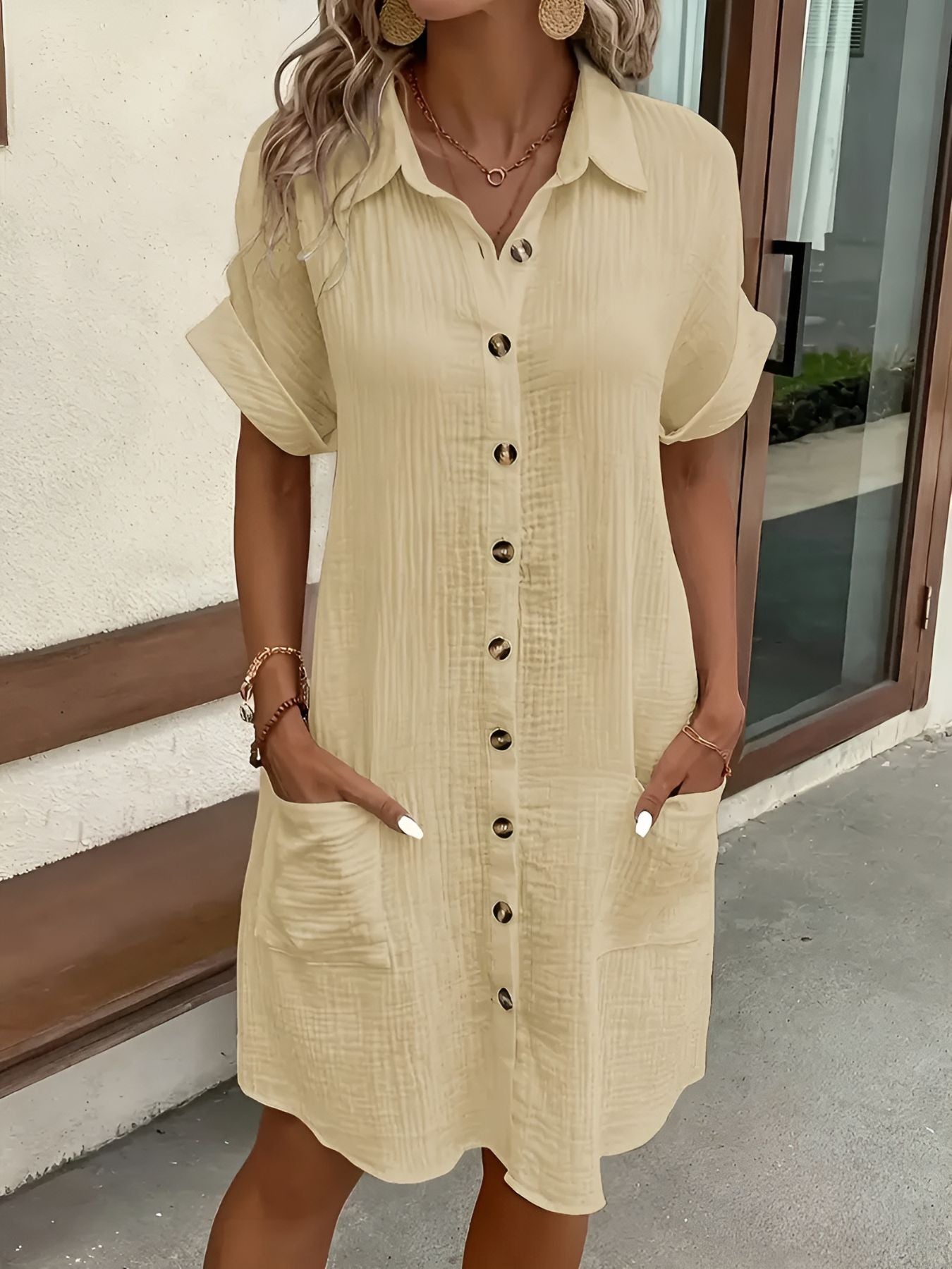 Lénaëlle™ | Robe Chemise Boutonnée Décontractée