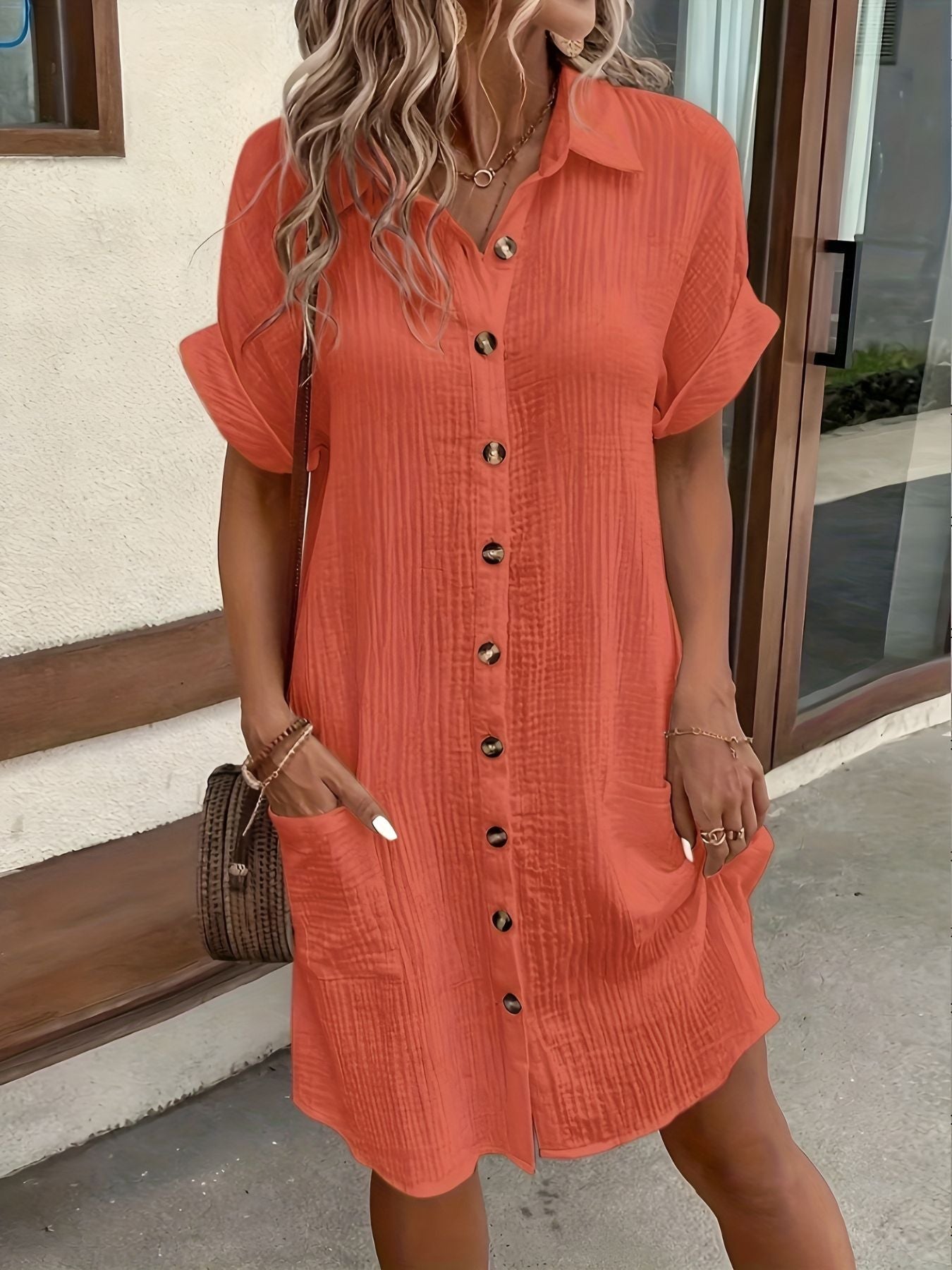 Lénaëlle™ | Robe Chemise Boutonnée Décontractée