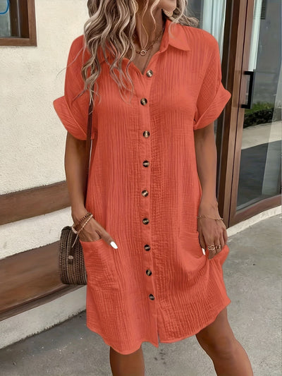 Lénaëlle™ | Robe Chemise Boutonnée Décontractée