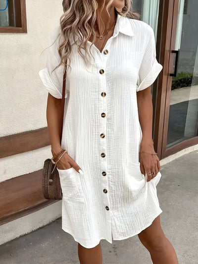 Lénaëlle™ | Robe Chemise Boutonnée Décontractée