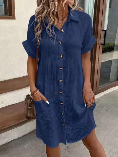 Lénaëlle™ | Robe Chemise Boutonnée Décontractée