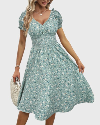 Noor™ | Robe Fleurie avec Manches Bouffantes