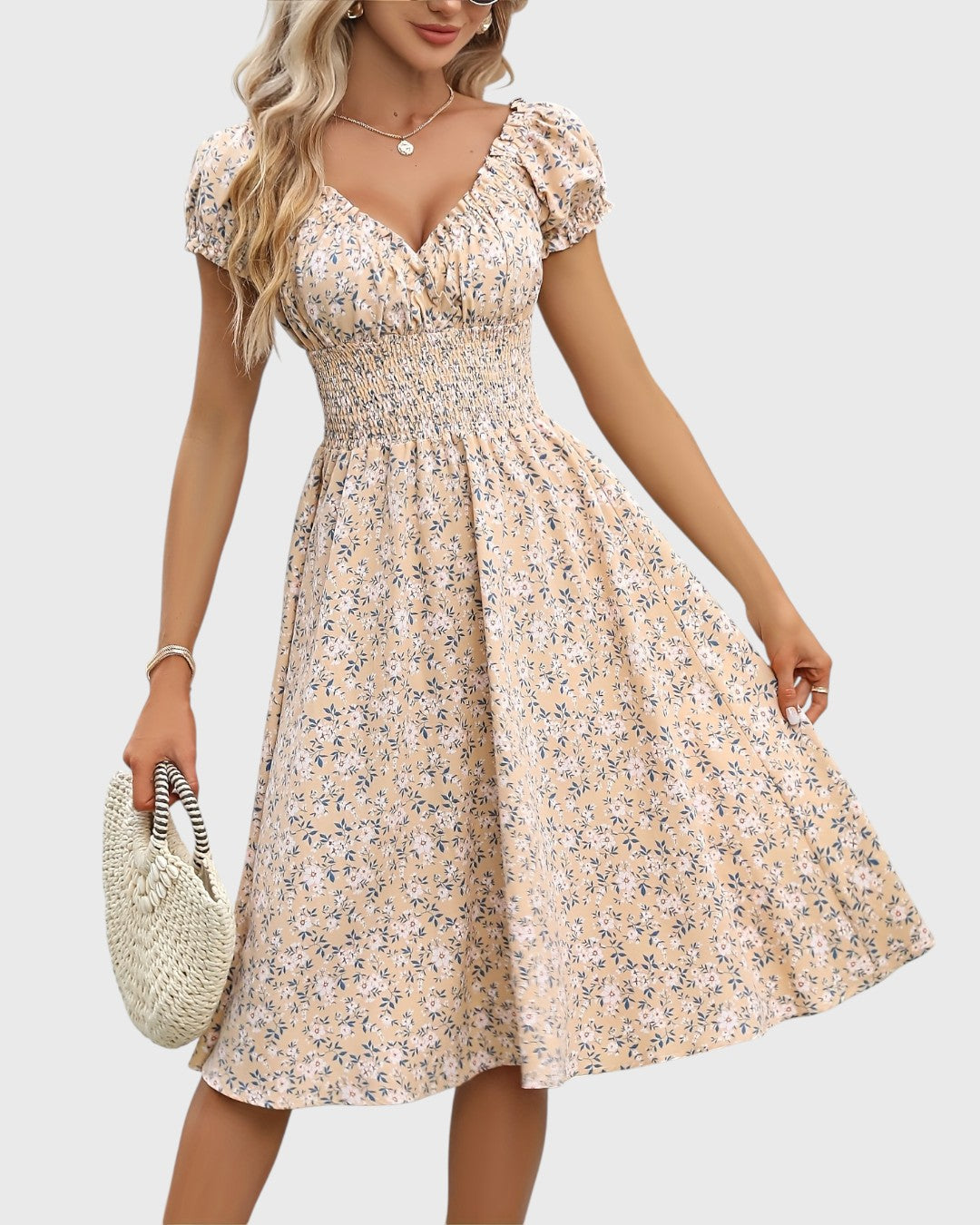 Noor™ | Robe Fleurie avec Manches Bouffantes
