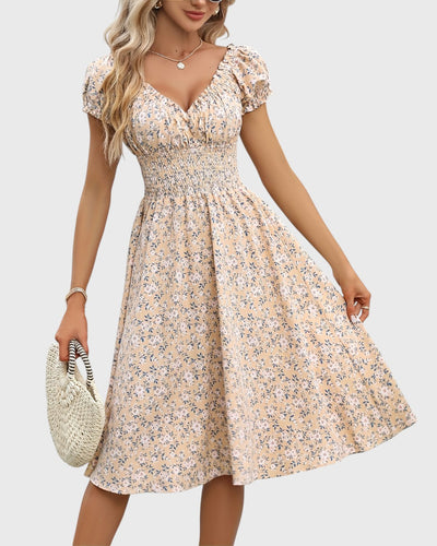 Noor™ | Robe Fleurie avec Manches Bouffantes